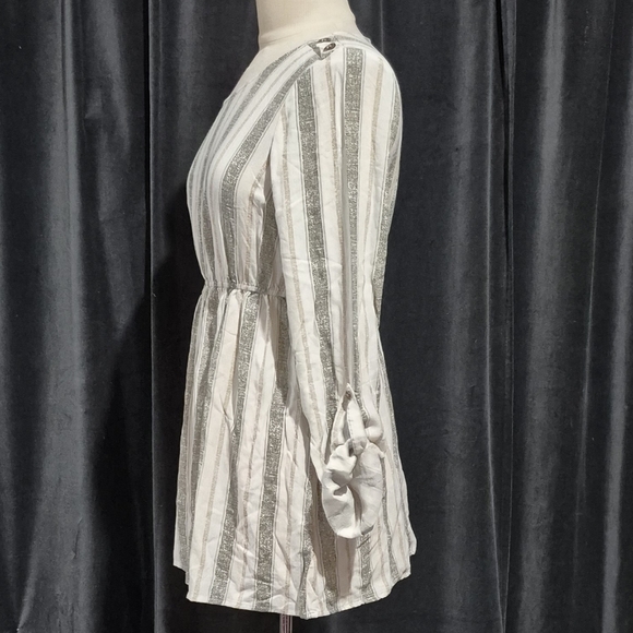 Sweet Wanderer Striped Long Sleeve Top - Cream and Gray - Picture 2 of 6